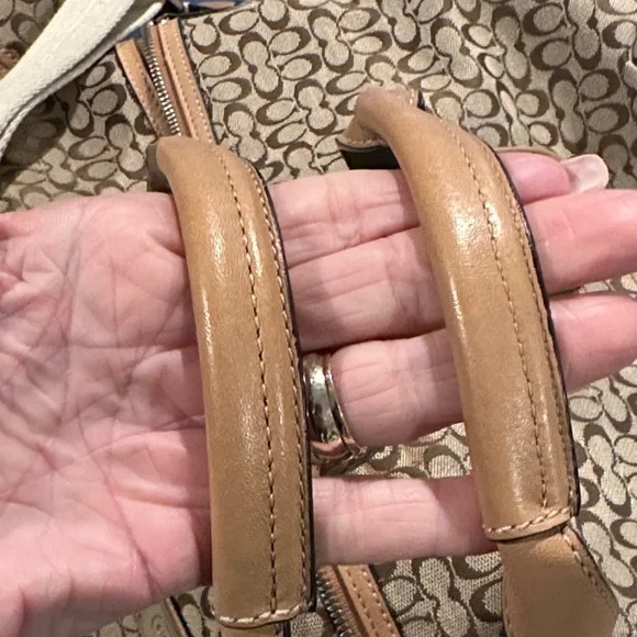 Coach Brown Canvas Signature Travel Bag & Makeup tote - Picture 7 of 16